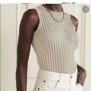Allude | Ribbed Cotton and Silk Blend Top